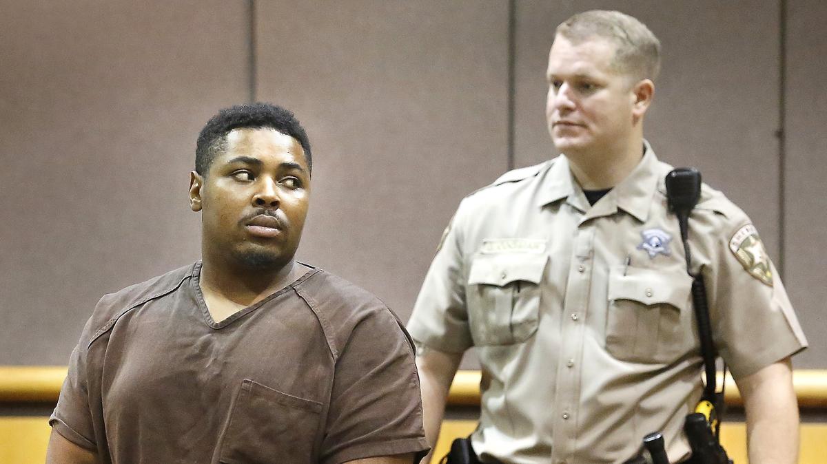 Suspect Traybion Tyree Dickerson, 27, is arraigned Friday in Benton County Superior Court in connection with a shooting on July 4 in Howard Amon Park. He is charged with first-degree assault after police say he is one of two adults who directed two teens to commit the crime.