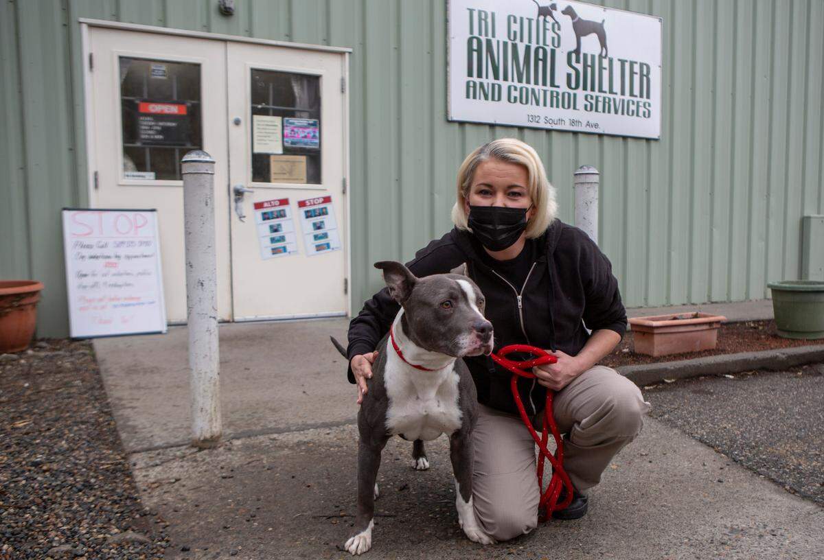 Rebecca Howard, director of the Tri-Cities Animal Shelter & Control Services, is shown here in January 2021 in front of the shelter’s main office in Pasco.