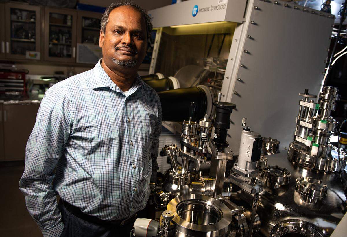 Vijay Murugesan, a materials scientist and Pacific Northwest National Laboratory, and his team are studying new battery electrolyte materials identified through a collaboration with Microsoft.