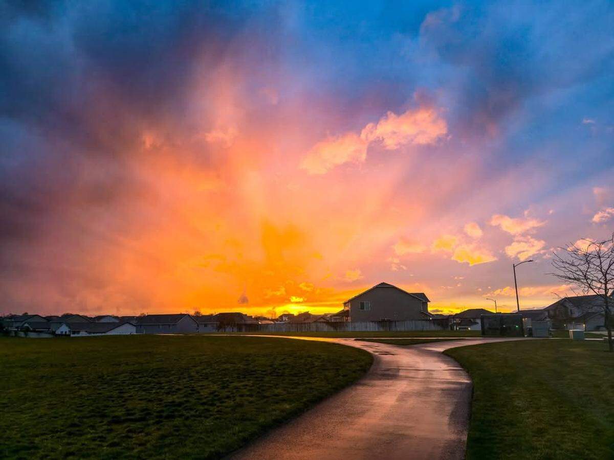 Sunset after a thunderstorm in the Tri-Cities.