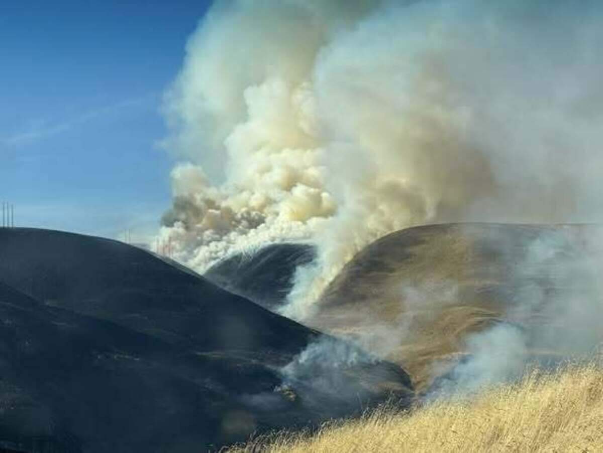 A fire burned along Highway 730 in Walla Walla County Saturday night and Sunday.