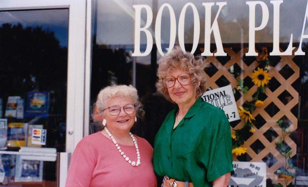 Shirley Miller, right, with co-owner Phyllis Bowersock in front of The Book Place in Richland.