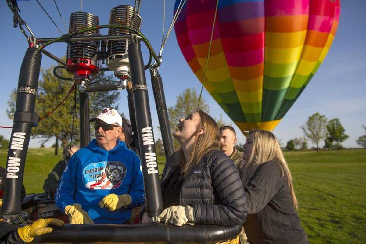 Hannah McIntyre enjoys an awe-inspiring glimpse inside the hot-air balloon.