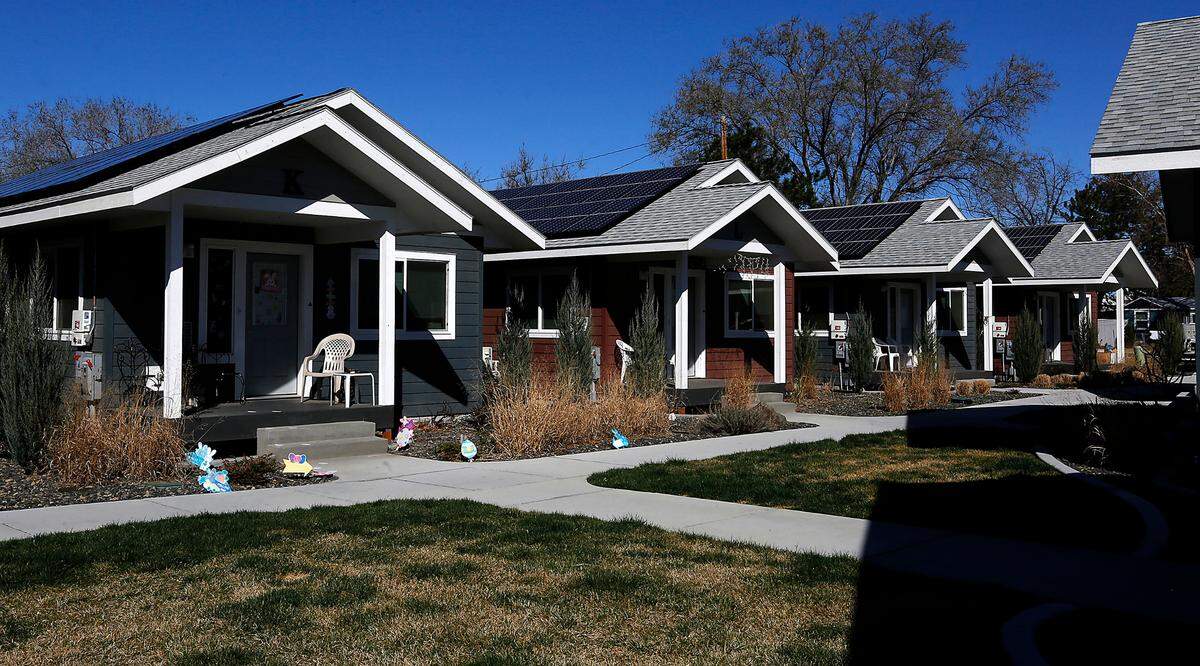 The courtyard area of the Lilac Homes tiny house project on East 13th Avenue in Kennewick.