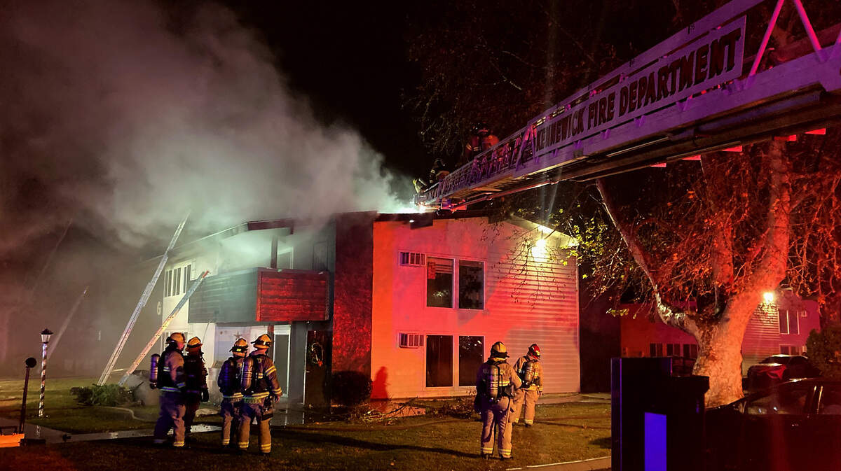 The Kennewick Fire Department battled a structure fire at the Lakeside Apartments complex near Edison Street and West Clearwater Avenue.