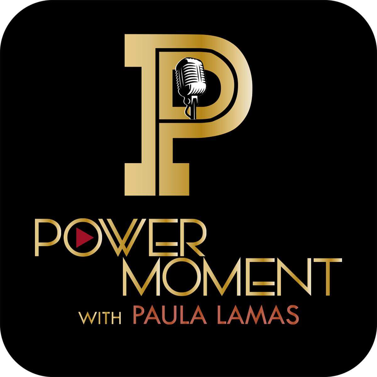 Logo of Power Moment with Paula Lamas with black background