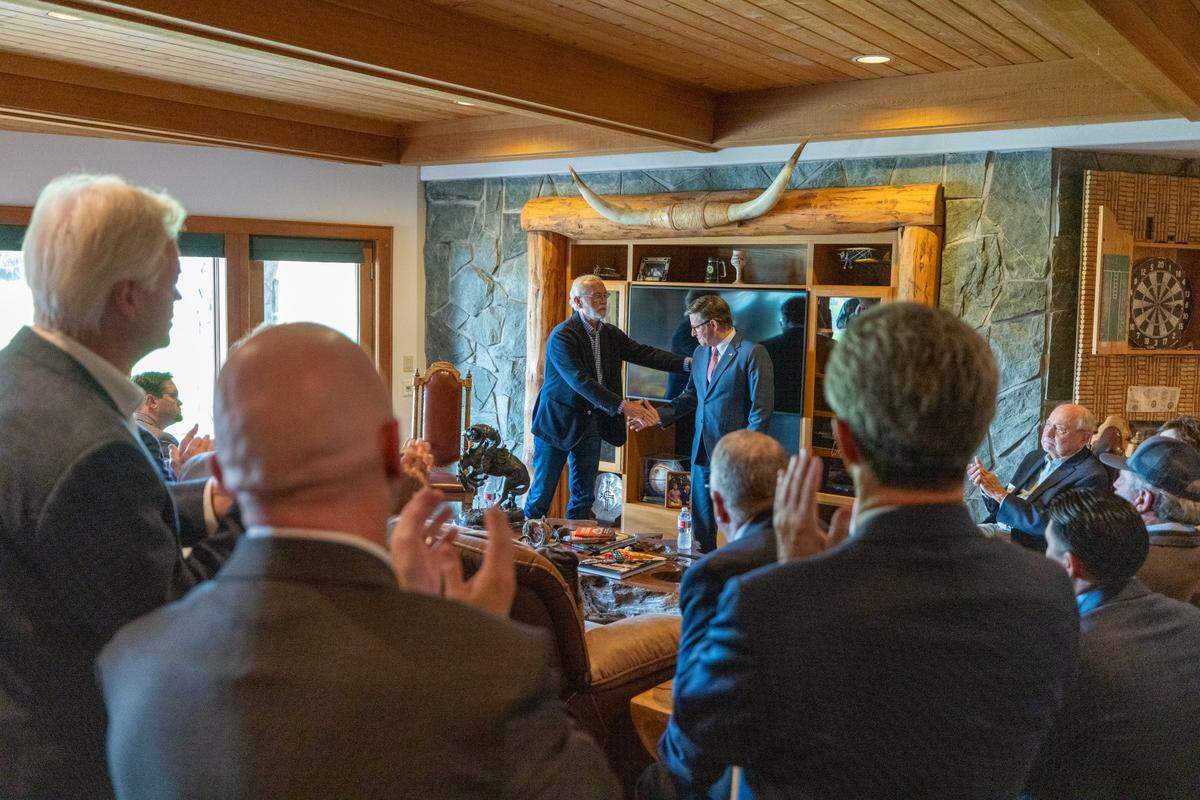 U.S. House Speaker Mike Johnson stumped for Rep. Dan Newhouse, R-Sunnyside, at a private fundraising event in Pasco on Oct. 21. Newhouse said in a statement that he was “grateful for the support as we work to elect good conservatives up and down the ballot.”
