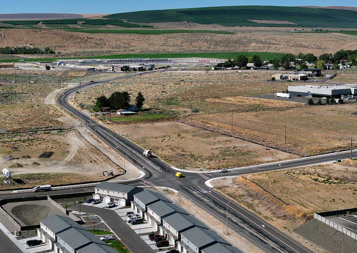 The intersection of West Van Giesen Street and Paradise Way in West Richland is one of five along the road, also known as Highway 224, scheduled for a traffic roundabout installation.
