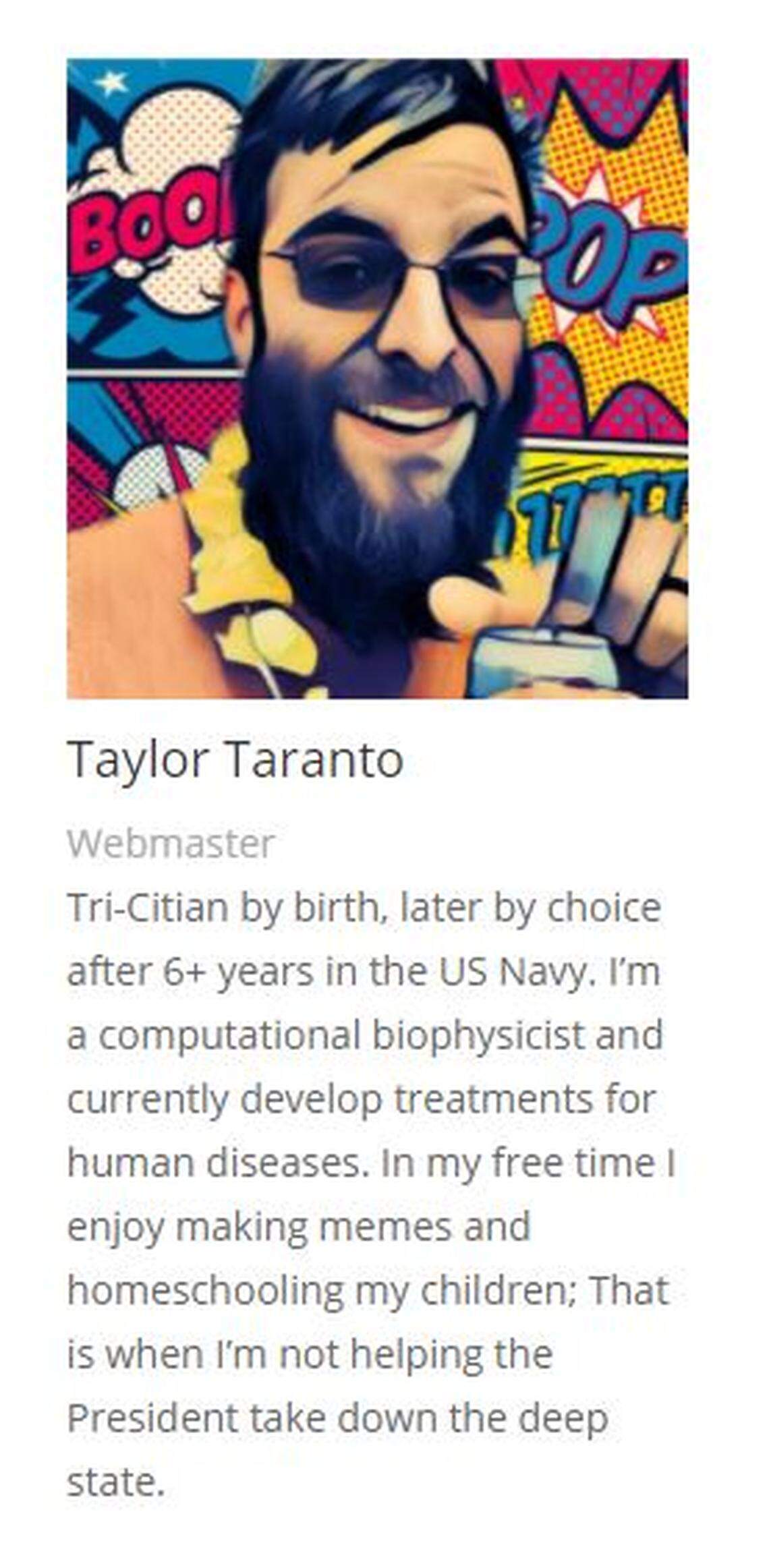 Taylor Taranto’s biography was removed in 2022 from the Franklin County Republicans website.