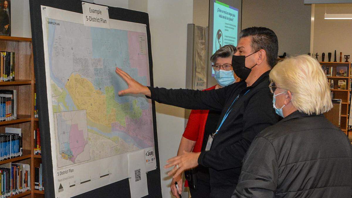 Pasco School District invited community members to attend informational sessions about the proposed district-based school board elections. The new system would require candidates to reside within the voting district they run for and be elected only by eligible voters also residing within that same district.