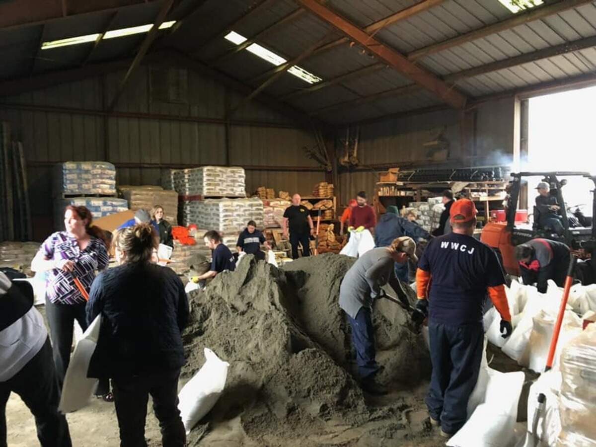 Sand bags are being filled at Koncrete Industries in Walla Walla for residents interested in picking them up to protect their property.