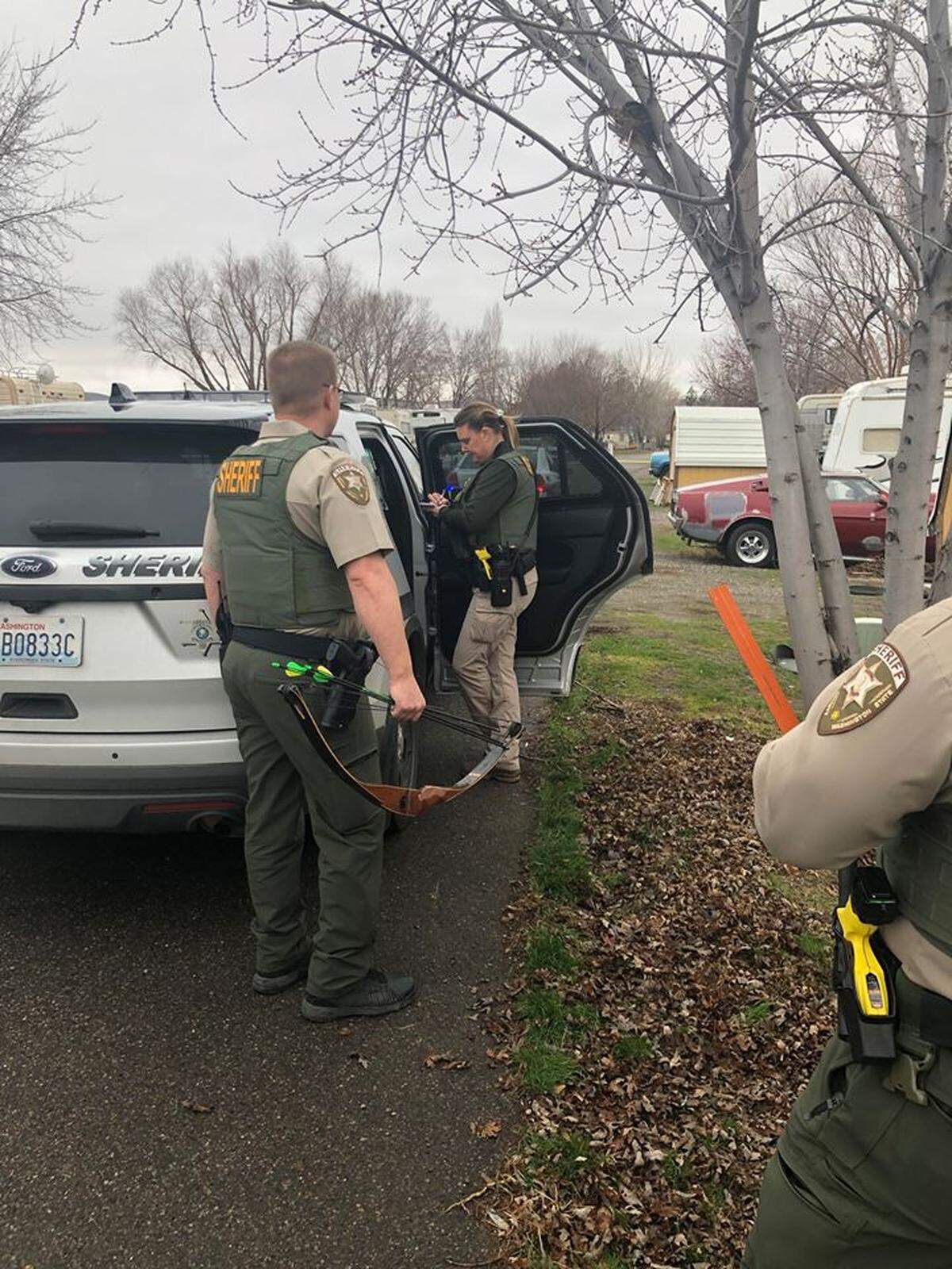 The girlfriend of Charles C. Diettrich reported that during an argument, he pointed a bow and arrow at her and drew back the arrow.