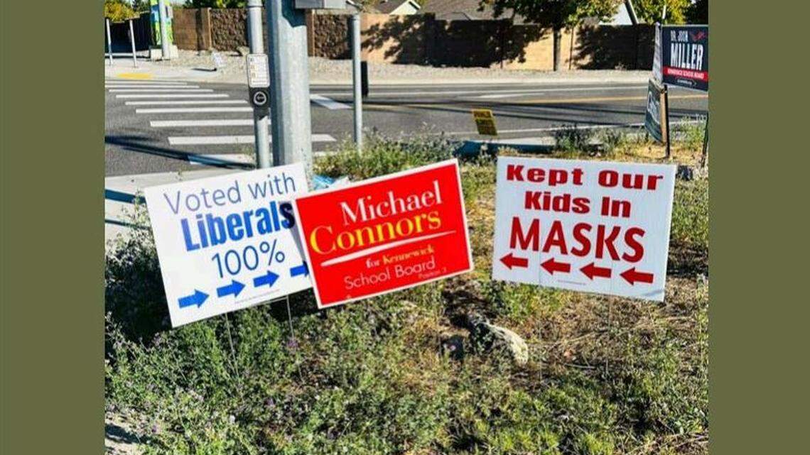 A complaint was filed with the Washington Public Disclosure Commission claiming that campaign signs placed next to those belonging to Mike Connors were false and a “blatant attempt to deceive the public.”