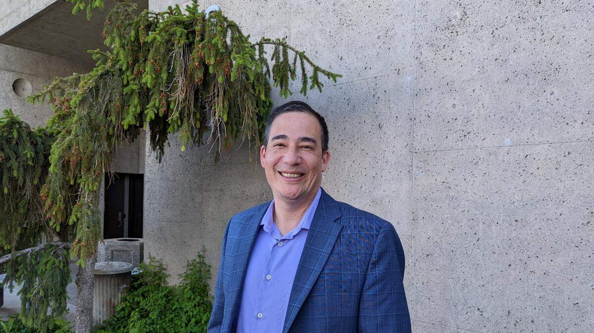 Washington Secretary of State Steve Hobbs, who’s up for reelection this year, poses for a photo Wednesday, June 22, at Columbia Basin College during his first visit to Eastern Washington since taking office.