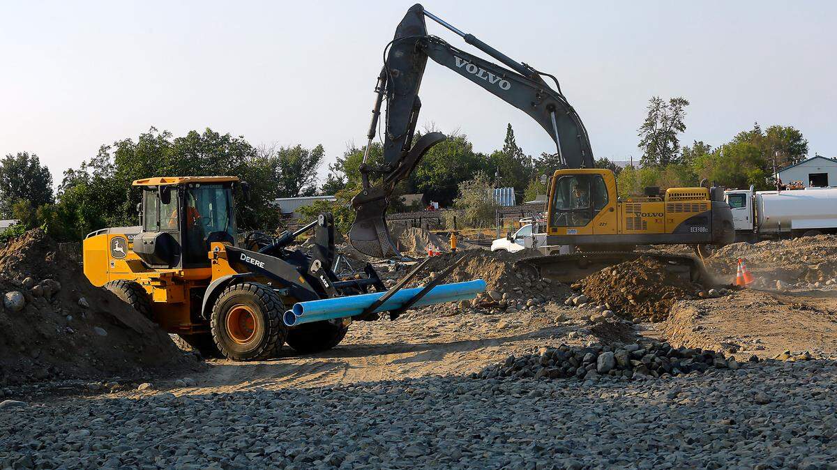 Heavy excavating equipment recently works at 911 W. Entiat Ave. on a $6.5 million construction project of 36 townhomes.