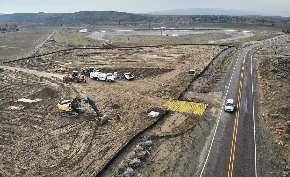 Earth moving equipment prepares the 5-acre site of the new West Richland police facility being constructed after voters approved a $12.5 million bond to construct, furnish and equip a new 20,500 square-foot-building. It’s located north of the former Tri-City Raceways track near the intersection of Keene Road and Van Giesen Street.