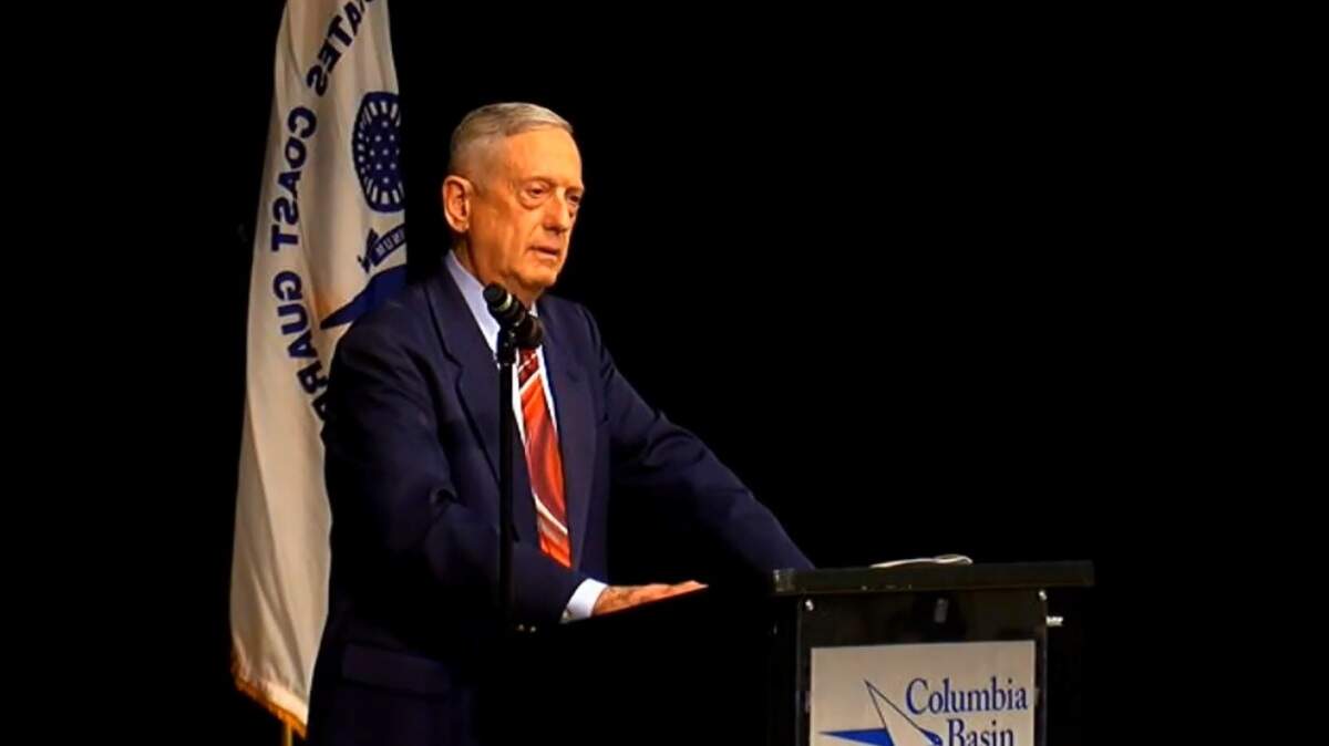 Secretary of Defense Jim Mattis spoke to a crowd of veterans and others Saturday morning at Columbia Basin College in Pasco.
