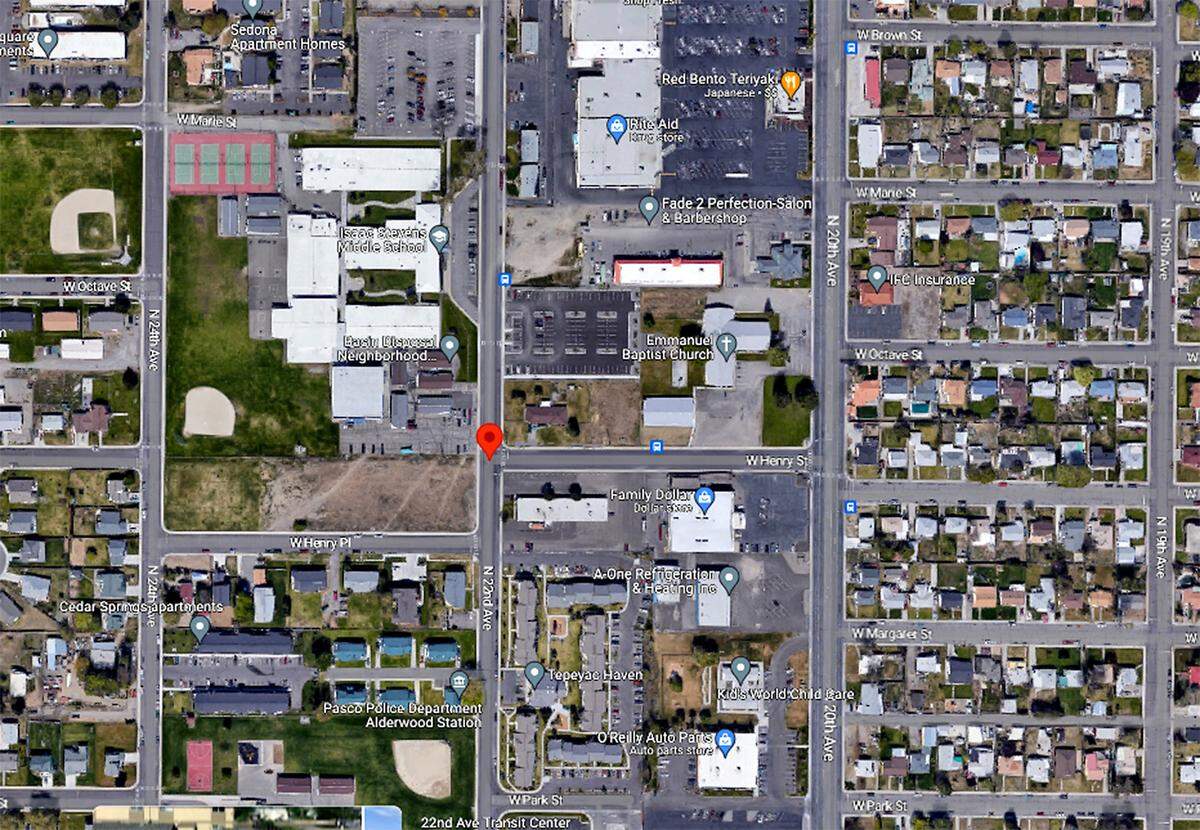 Pasco Police are searching for a suspect after a juvenile male was shot multiple times Monday night near the shopping center at North 20th Avenue and West Court Street. The victim was apparently shot at a nearby apartment complex off North 22nd Avenue and Henry Street but was able to make his way into the Rite Aid store.