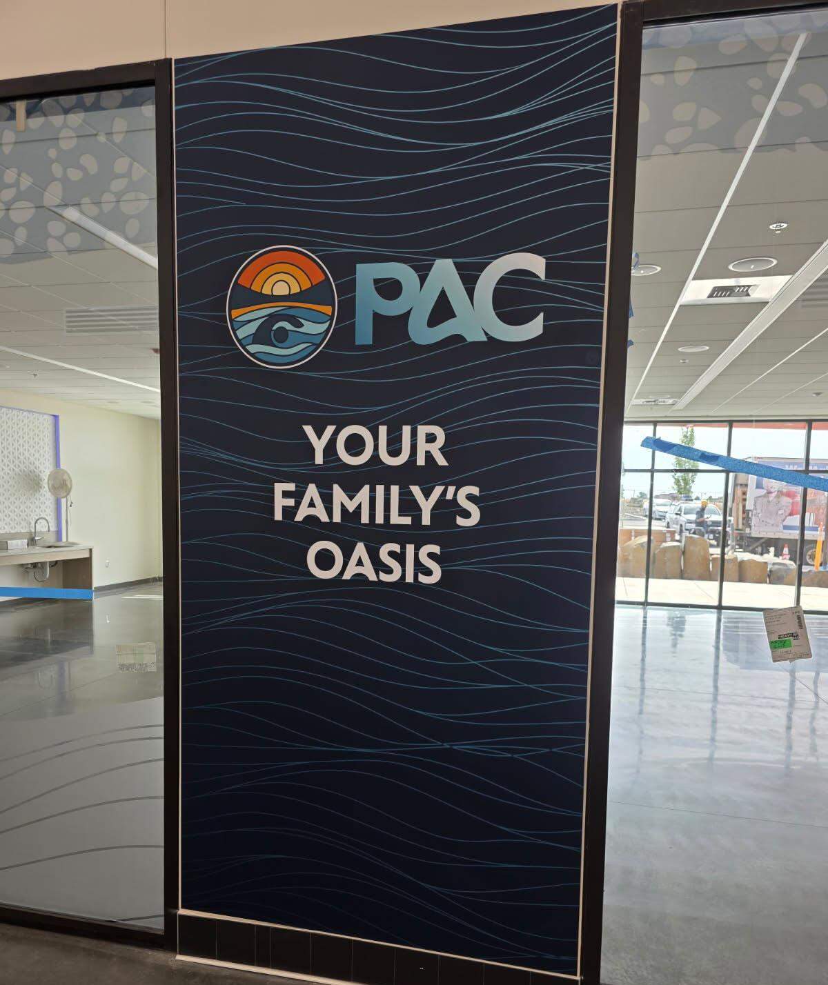 A sign inside the new Pasco Aquatic Center.