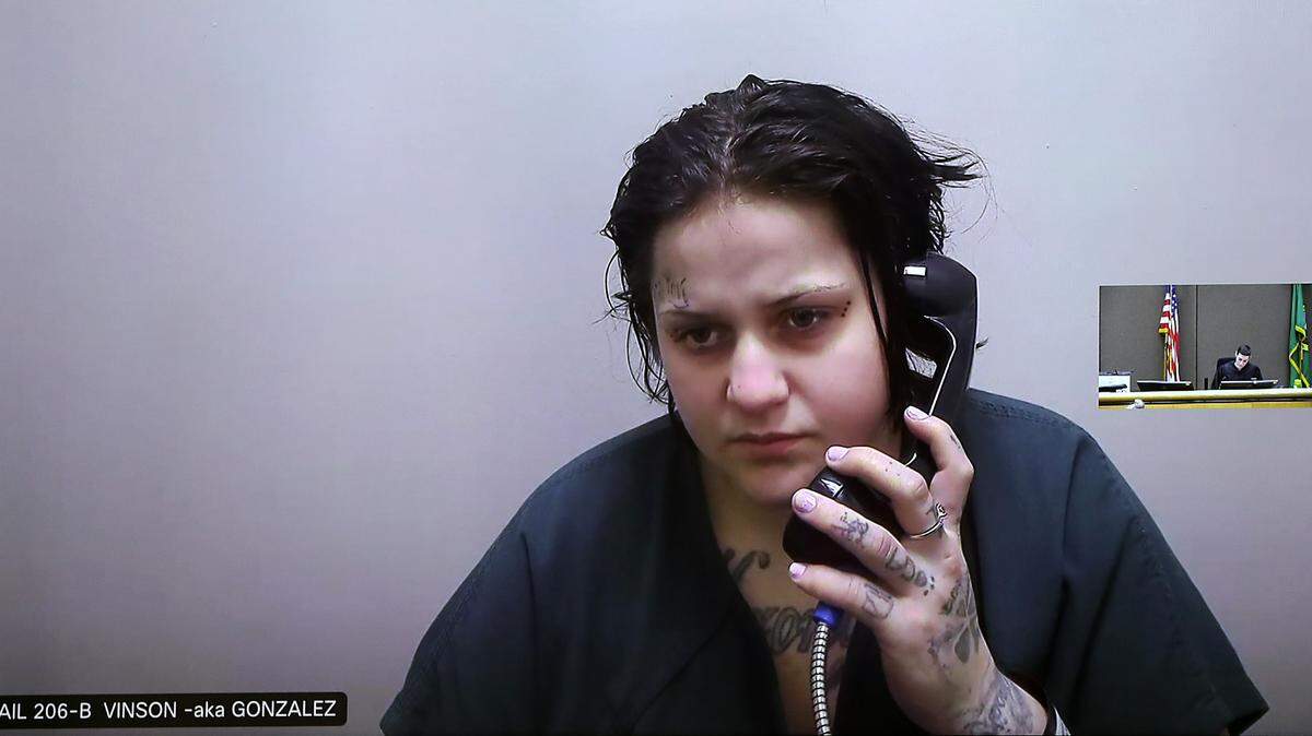 Murder suspect Katelyn Vinson, 25, makes a preliminary appearance in Benton County Superior Court via a video link from the Benton County Jail in Kennewick. She’s accused in the shooting death of Daniel Bueno last August in Kennewick.