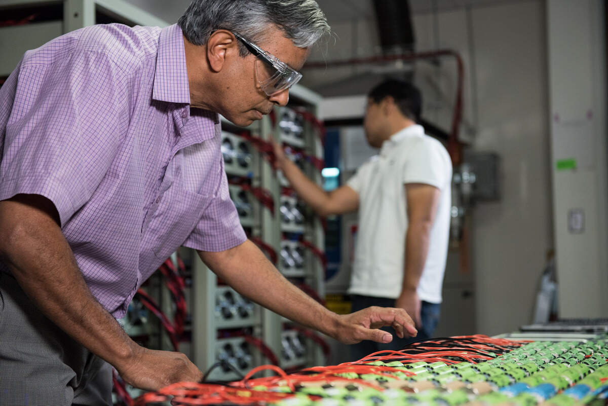 Researchers at PNNL test the reliability of numerous larger format batteries using capabilities in the Advanced Battery Facility.