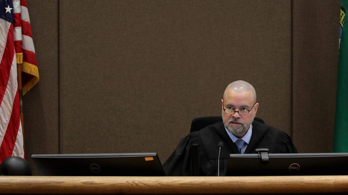 Superior Court Judge Sam Swanberg presides over a 2024 hearing in Benton County at the Justice Center in Kennewick. He voluntarily resigned in May.