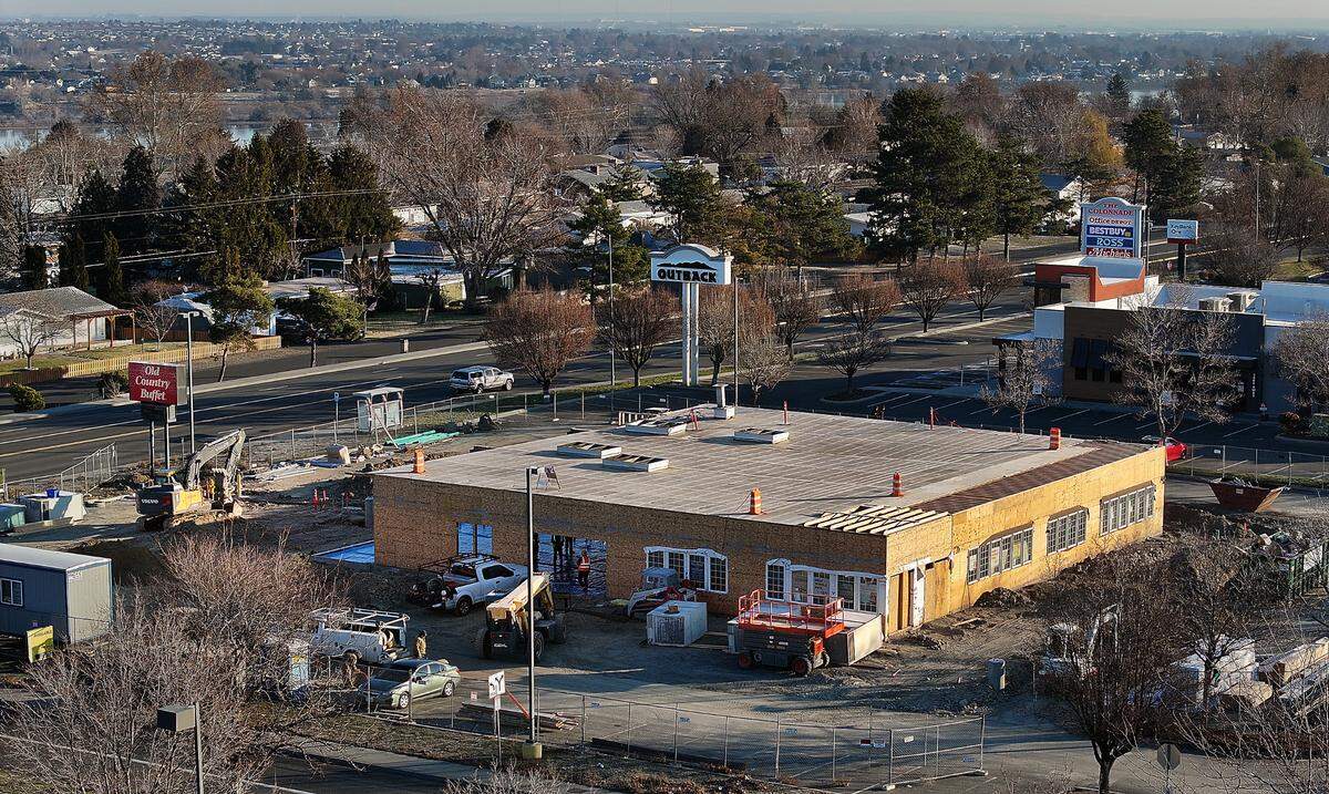 Renovation work continues on converting the former Old Country Buffet at 6821 W. Canal Drive West Canal Drive in Kennewick into the Tri-Cities’ second Panera Bread. The project involves renovating a little over half of the original 14,000-square foot restaurant at the Colonnade Shopping Center. Work includes renovating the building’s shell with a new exterior envelope and new interior partitions. Photo taken Jan. 27, 2025