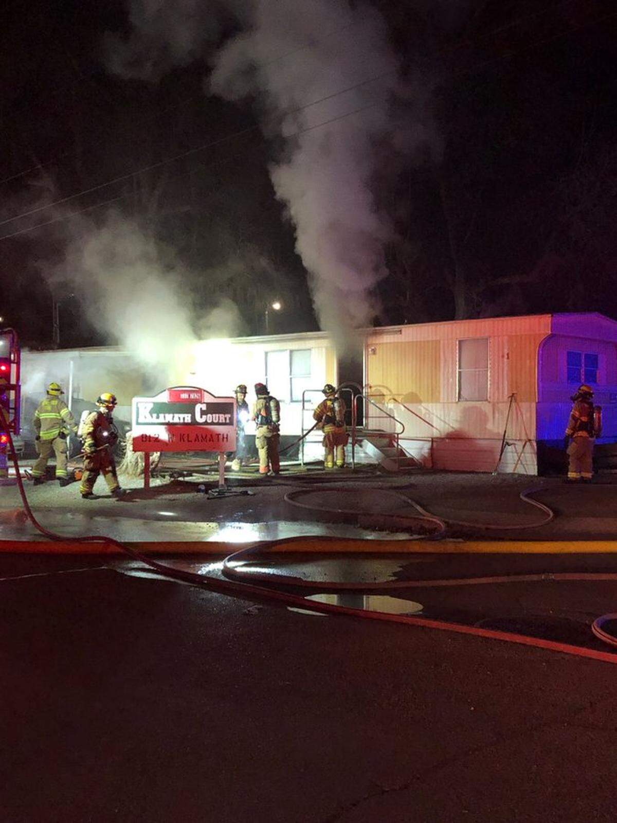 A mobile home in Kennewick caught fire early Monday morning.