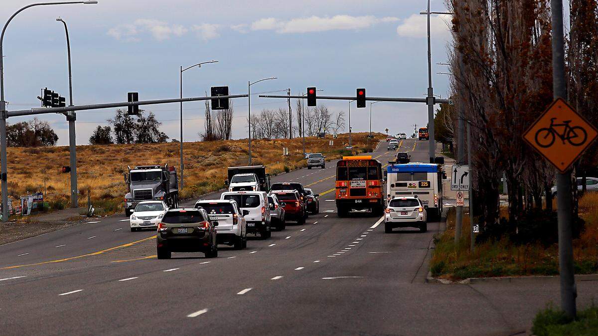 Traffic heads northbound on Broadmoor Boulevard near the Sandifur Parkway intersection in west Pasco.