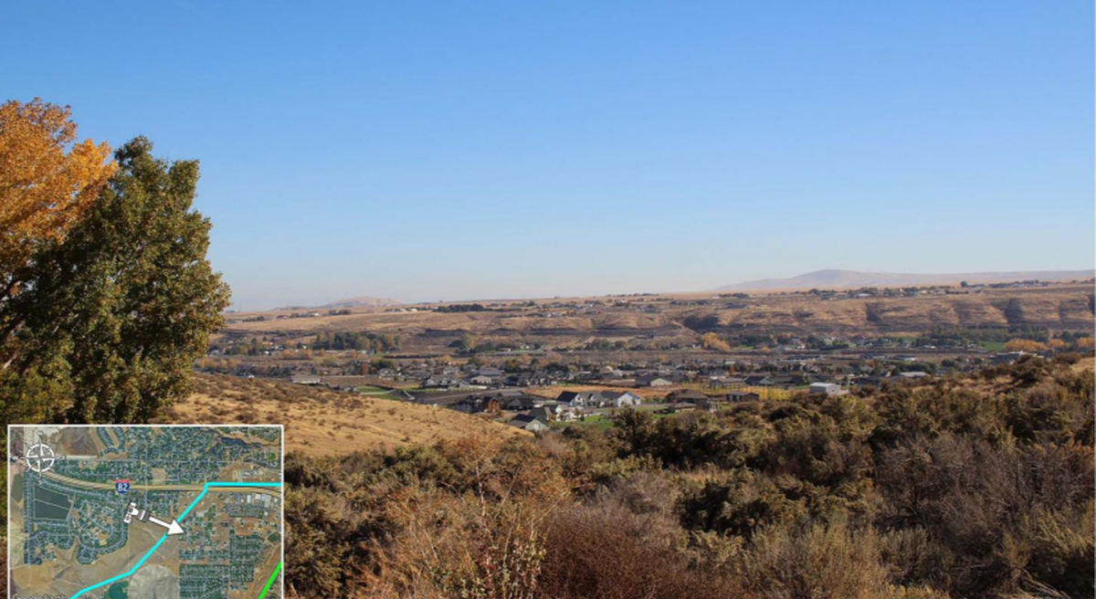 A viewpoint is shown on the canal option route for the proposed South of Tri-Cities Reinforcement Project transmission line.