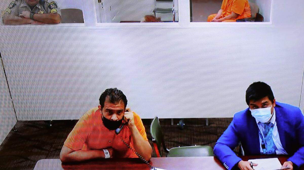 Edgar Salvador Casian-Garcia, 35, makes his preliminary appearance in Franklin County Superior Court via a video link with defense attorney Michael Nguyen Friday afternoon in Pasco.