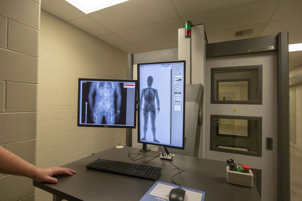 A view of what an officer can see while using the X-ray scanner inside the Benton County jail. About 30-40 employees will be trained to use the machine.