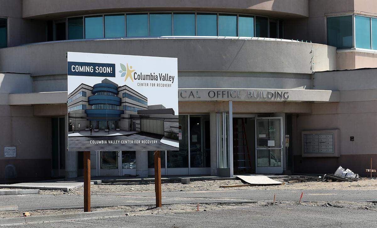 A new sign with logo outside the former Kennewick General Hospital and Trios Hospital being converted into the new Columbia Valley Center for Recovery at 900 S. Auburn St. in Kennewick. 