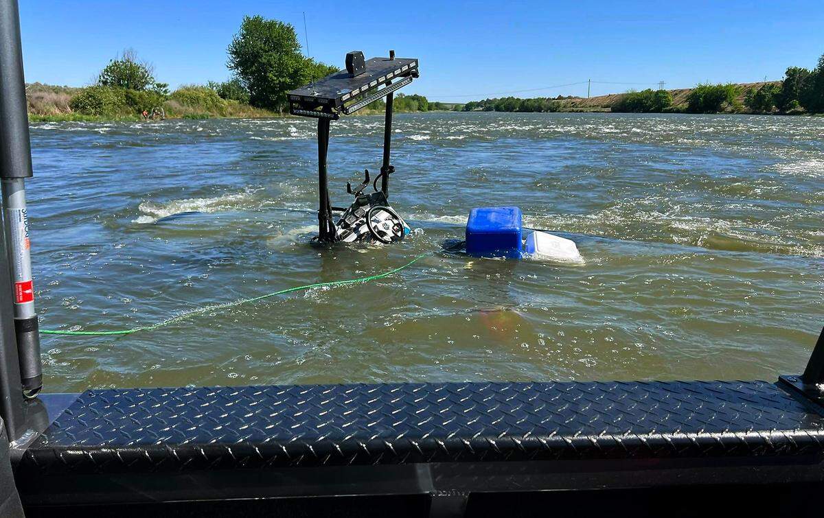 Benton County Sheriff Tom Croskrey posted a photo of the submerged Benton County Fire District 2 rescue boat involved in Monday’s rescue.
