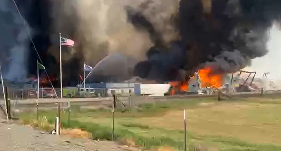 By 4 p.m. about half of the Lineage Logistics cold storage facility was heavily damaged.