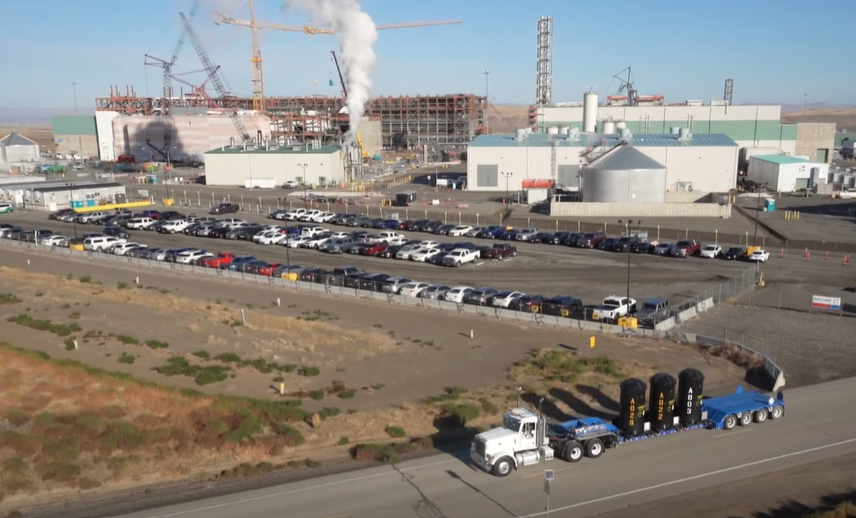 The first three containers of radioactive waste vitrified for disposal leave the Hanford Waste Treatment and Disposal Facility campus for disposal in the fall of 2025.