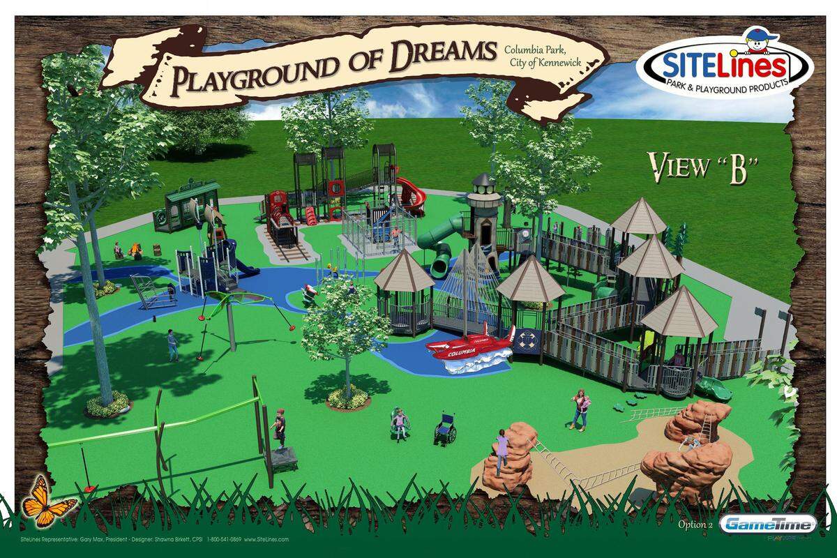 Kennewick’s new Playground of Dreams will  replicate Tri-City icons such as a hydroplane, the cable bridge, the Clover Island lighthouse and a Lampson crane. The first phase opens this fall with the full playground expected to debut by Memorial Day 2019.