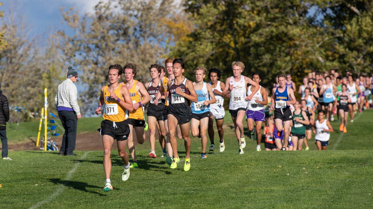 About 1,000 teens competed in the wind Saturday at Sun Willows Golf Course in Pasco in the WIAA State High School Cross Country championships. In the boys 4A race, Kamiakin sophomore Ezra Teeples (994) finished fifth.