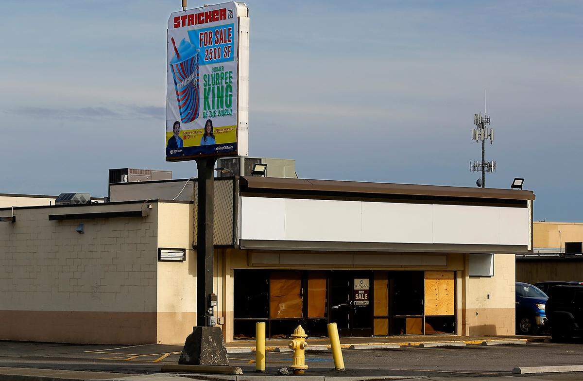 A “for sale” sign is posted at the 2,500 square-foot former 7-Eleven building and home of the former Slurpee King of the World at 3606 W. Clearwater Ave. in Kennewick.