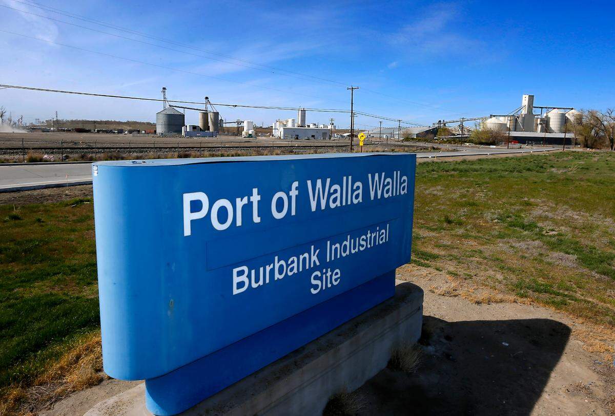 A sign for the Port of Walla Walla’s Burbank Industrial Site at the intersection of Gateway Drive and South 2nd Street in Burbank, WA. The site and nearby Business Park are attracting millions of dollars in investment.