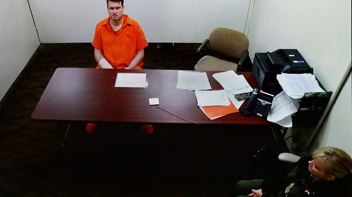  Zachary N. Schwartz, 37, of Yakima makes his preliminary appearance in Franklin County Superior Court via a video link from the Franklin County Jail in Pasco.