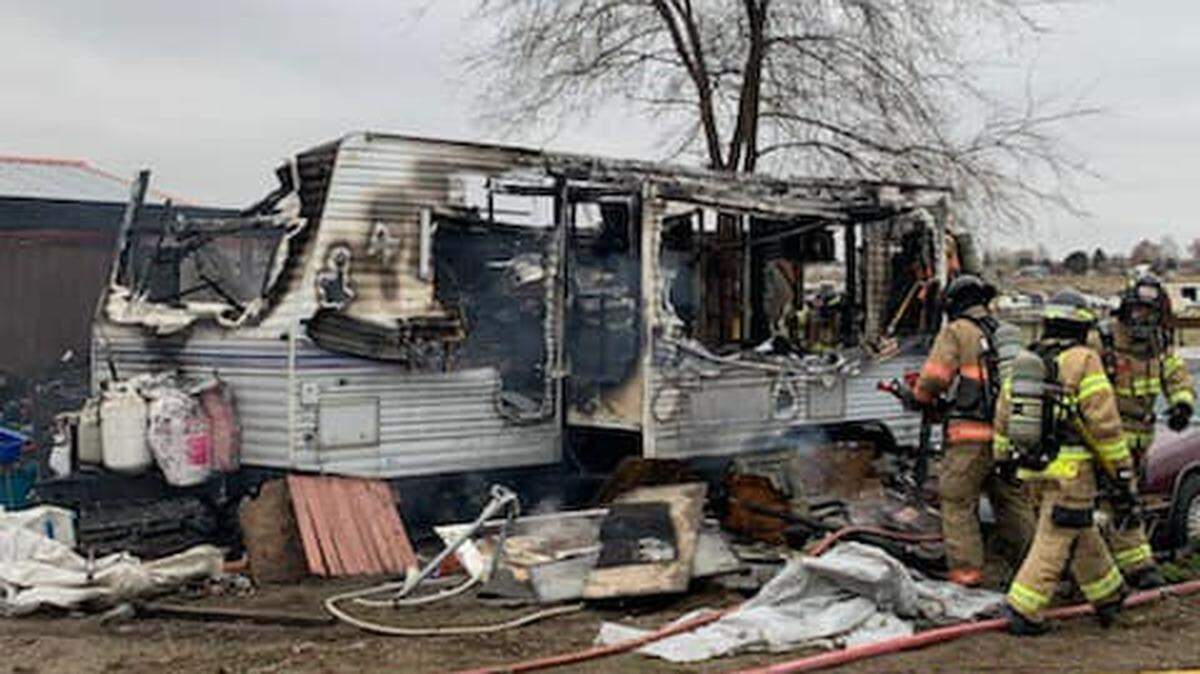 Fire destroyed a trailer and damaged a shed in Finley on Monday, Jan. 6.