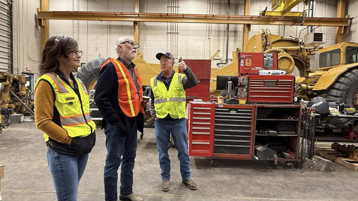 Rep. Dan Newhouse, R-Wash., center, toured Western States Cat in Pasco Thursday and heard about how it supports farmers in the 4th Congressional District.
