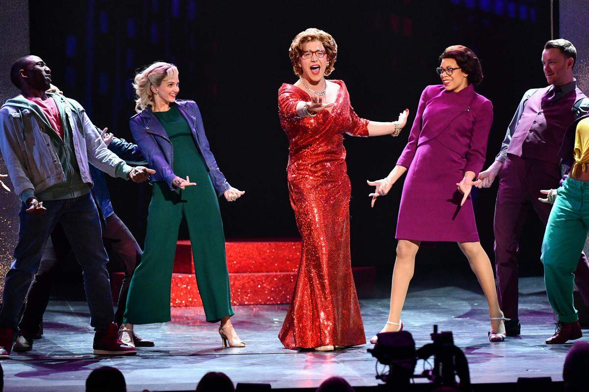 Santino Fontana, center, and the cast of Tootsie, performs at the 73rd annual Tony Awards at Radio City Music Hall on Sunday.