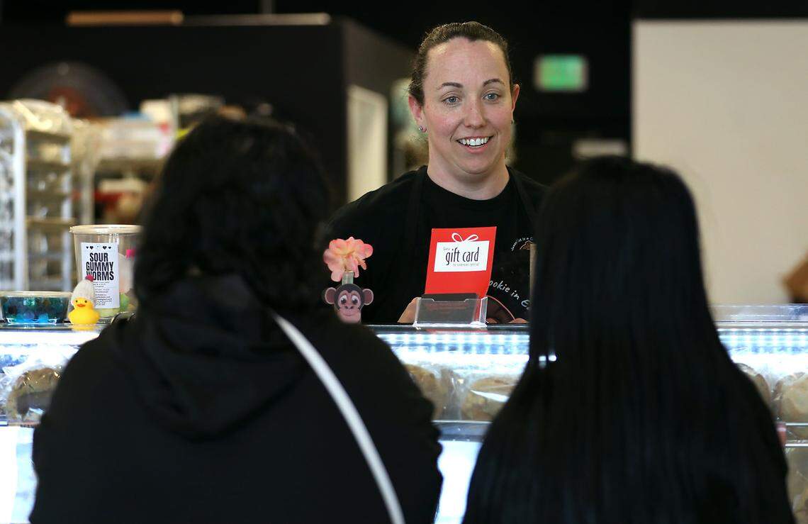 Kassie Norris, a lifelong baker, mother of six and body builder who brought Grumpy Monkey to Hansen Park earlier this month. The shop opened March 7 in a former yoga studio at 910 S. Columbia Center Blvd. in Kennewick.