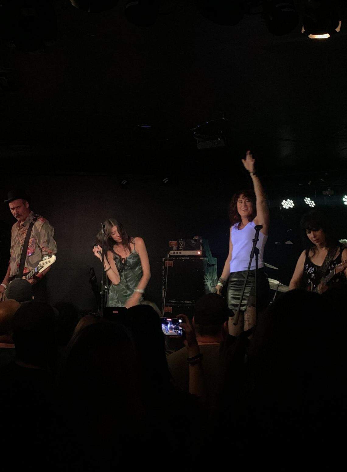 Krist Novoselic’s Bonafide Band, including Krist Novoselic, Mark Pickerel, Kathy Moore, Jillian Weiss and Jennifer Johnson, on stage at Ray’s Golden Lion July 26.