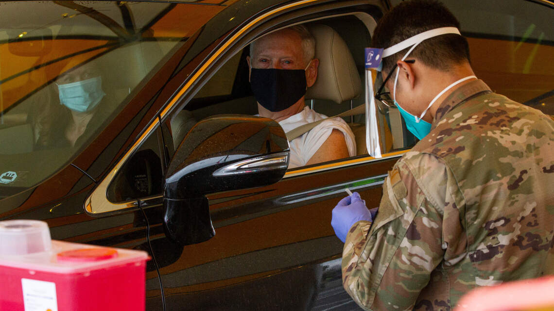 Ex-Secretary of Defense Mattis gets COVID vaccine in Tri-Cities