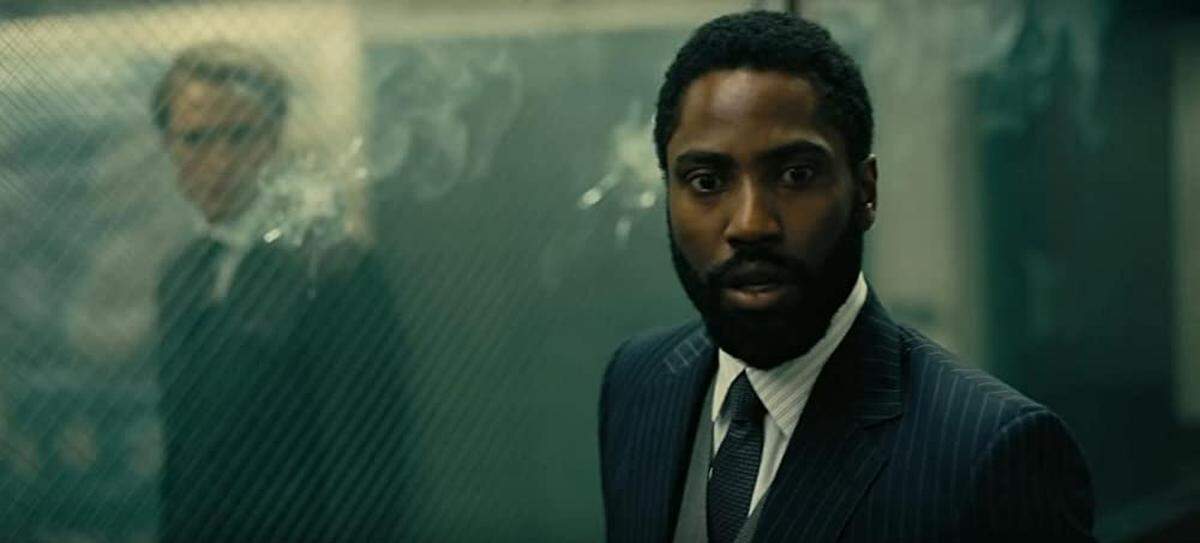 Robert Pattinson and John David Washington in “Tenet”.