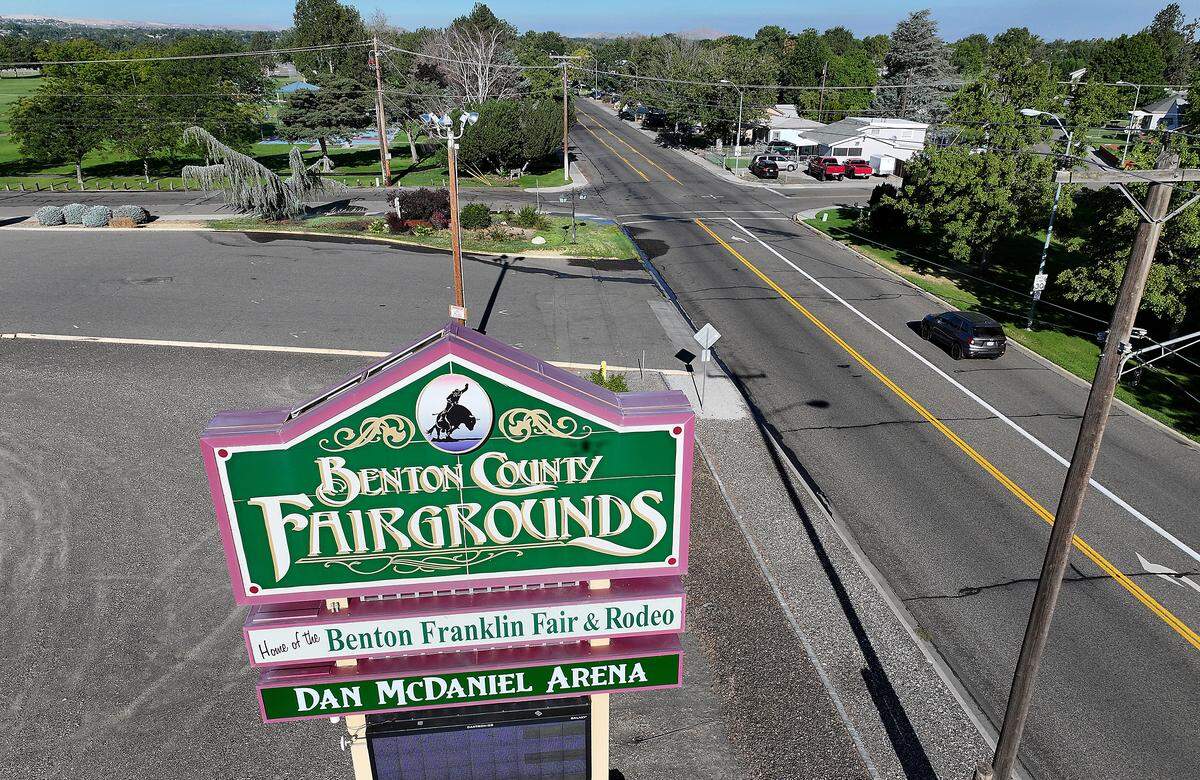 Sign for Benton County Fairgrounds on east 10th Avenue in Kennewick.