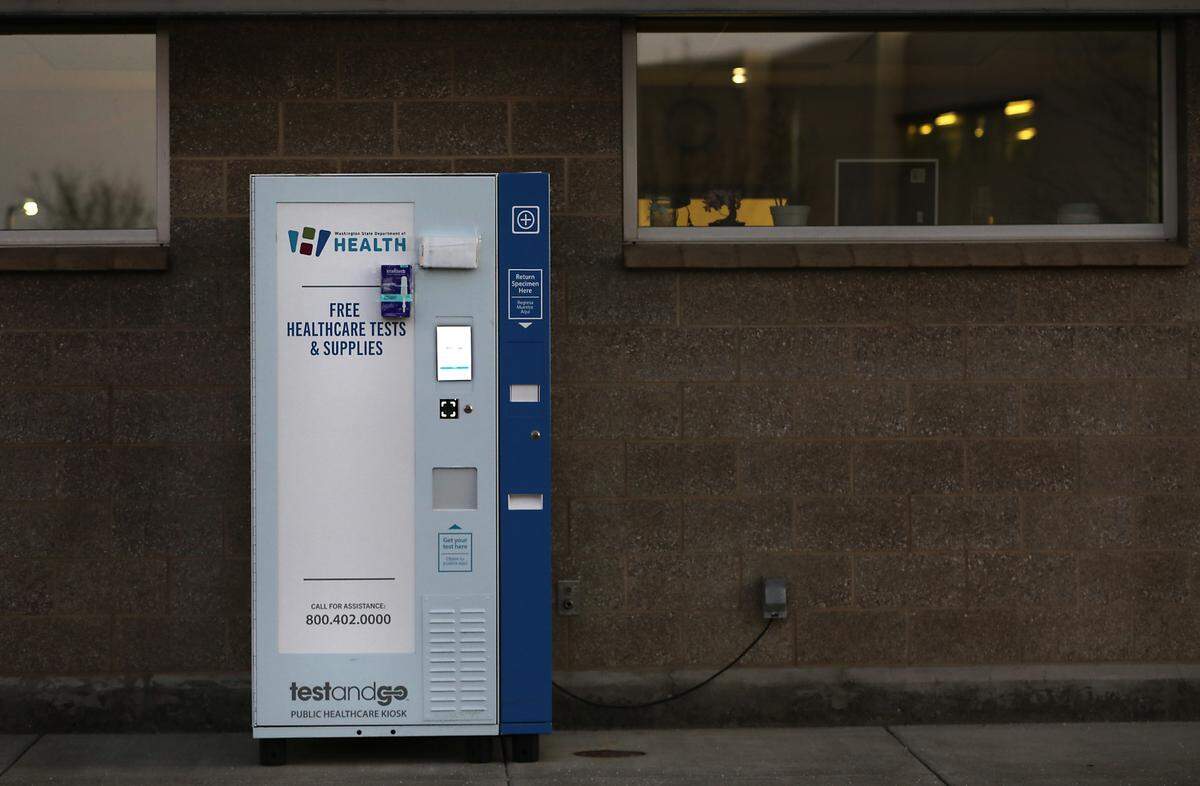 The Benton Franklin Health District will not be able to continue to stock free COVID test kits at its vending machine outside its Kennewick office because of loss of federal money.